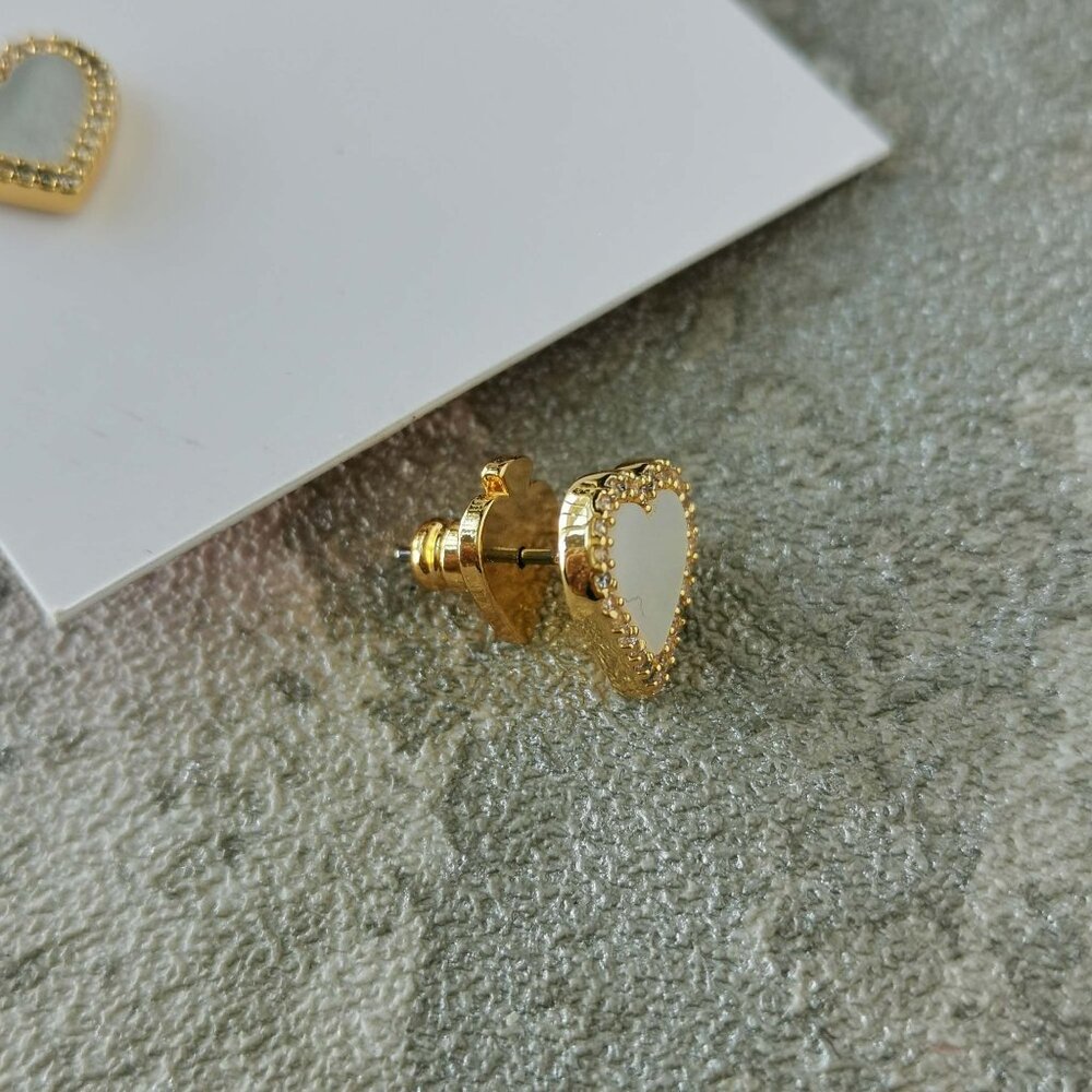 Kate Spade Gold and White Heart Earrings - Picture 3 of 3